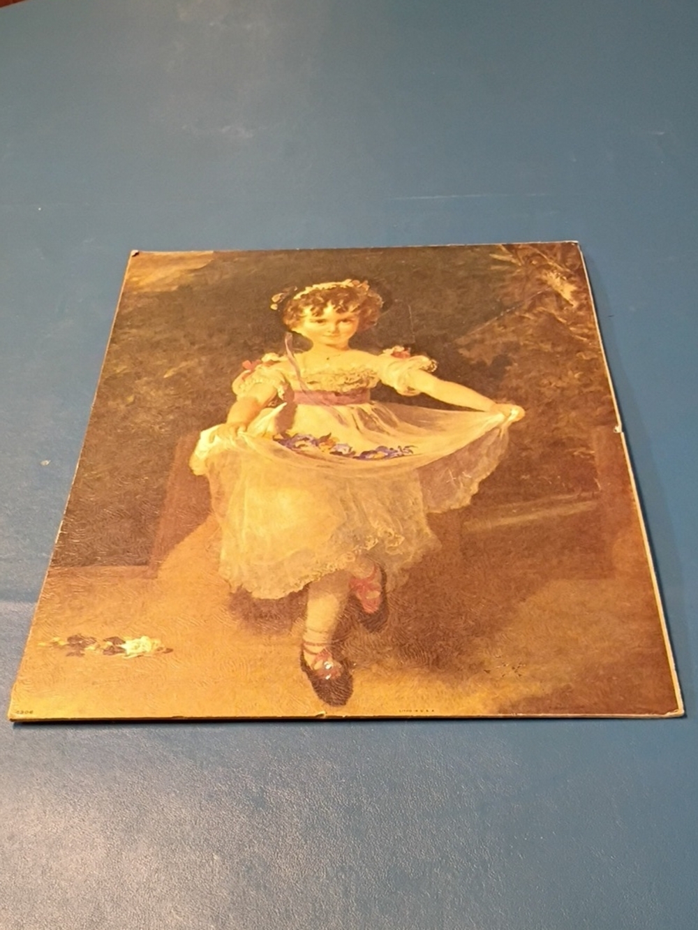 Vintage Floral Girl Wall Art - Cream, Pink and Brown